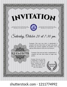 Grey Retro invitation template. With linear background. Customizable, Easy to edit and change colors. Sophisticated design. 