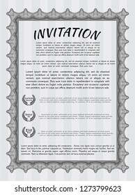 Grey Retro invitation template. With linear background. Perfect design. Detailed. 