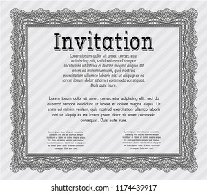 Grey Retro invitation template. Lovely design. Vector illustration. Easy to print. 