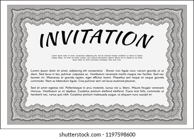 Grey Retro invitation template. Lovely design. With complex background. Customizable, Easy to edit and change colors. 