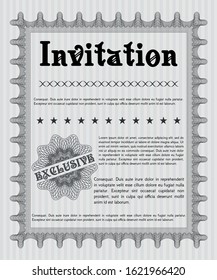 Grey Retro invitation template. Lovely design. Detailed. Complex background. 