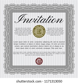 Grey Retro invitation template. Money Pattern. Vector illustration. With quality background. 
