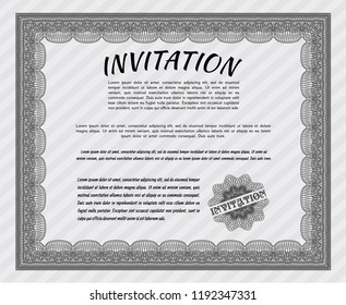 Grey Retro invitation template. Money Pattern design. Vector illustration. Complex background. 