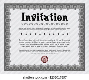 Grey Retro invitation template. Money Pattern design. Complex background. Vector illustration. 