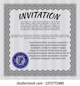 Grey Retro invitation template. Money Pattern design. With complex background. Detailed. 