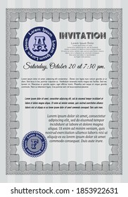 Grey Retro invitation template. Money Pattern design. Complex background. Customizable, Easy to edit and change colors. 