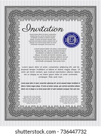 Grey Retro invitation template. Money design. With complex background. Vector illustration. 