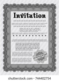 Grey Retro invitation template. Money Pattern. With complex background. Vector illustration. 