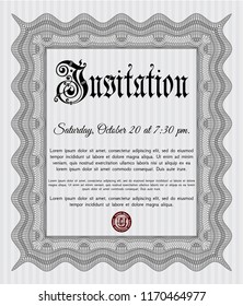 Grey Retro invitation template. Nice design. Vector illustration. Easy to print. 