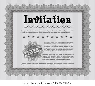 Grey Retro invitation template. Nice design. Vector illustration. With great quality guilloche pattern. 