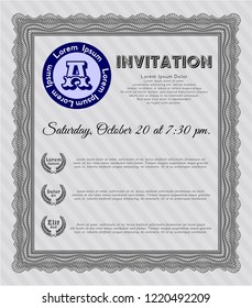 Grey Retro invitation template. Nice design. Printer friendly. Vector illustration. 