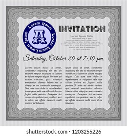 Grey Retro invitation template. Perfect design. Printer friendly. Customizable, Easy to edit and change colors. 