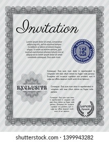 Grey Retro invitation template. Perfect design. With great quality guilloche pattern. Vector illustration. 