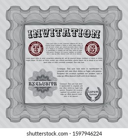 Grey Retro invitation template. Perfect design. With linear background. Customizable, Easy to edit and change colors. 