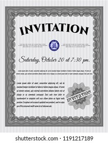 Grey Retro invitation template. Printer friendly. Vector illustration. Modern design. 