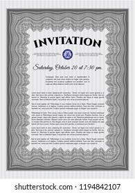 Grey Retro invitation template. Printer friendly. Customizable, Easy to edit and change colors. Excellent design. 