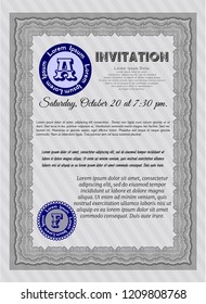 Grey Retro invitation template. Printer friendly. Customizable, Easy to edit and change colors. Money design. 