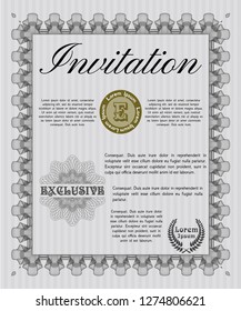 Grey Retro invitation template. Printer friendly. Detailed. Perfect design. 