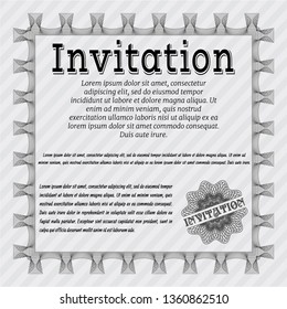 Grey Retro invitation template. Printer friendly. Detailed. Money Pattern design. 