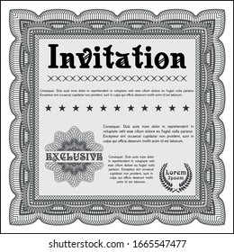 Grey Retro invitation template. Printer friendly. Vector illustration. Perfect design. 