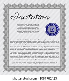 Grey Retro invitation template. With quality background. Vector illustration. Artistry design. 