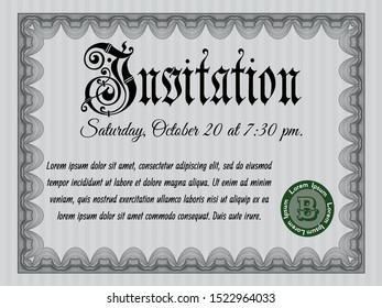 Grey Retro invitation template. With quality background. Detailed. Retro design. 