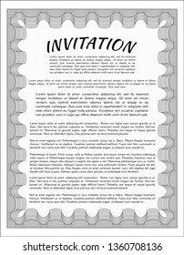 Grey Retro invitation template. Sophisticated design. With background. Vector illustration. 