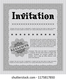 Grey Retro invitation template. Vector illustration. With guilloche pattern. Artistry design. 
