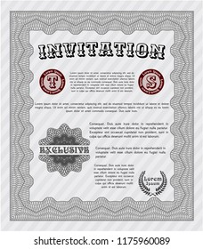 Grey Retro invitation template. Vector illustration. With guilloche pattern and background. Perfect design. 