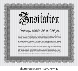 Grey Retro invitation template. Vector illustration. Easy to print. Money Pattern design. 