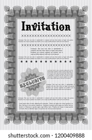 Grey Retro invitation template. Vector illustration. Complex background. Money Pattern. 