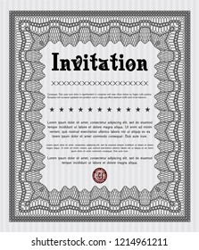 Grey Retro invitation template. Vector illustration. Printer friendly. Lovely design. 