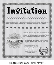 Grey Retro invitation template. Vector illustration. With guilloche pattern and background. Money Pattern design. 