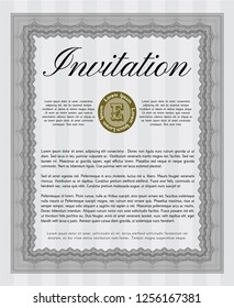 Grey Retro invitation template. Vector illustration. With background. Beauty design. 