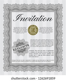 Grey Retro invitation template. Vector illustration. Complex background. Nice design. 