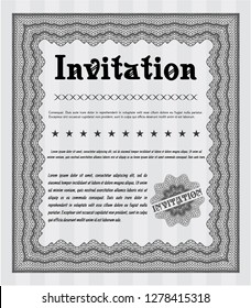 Grey Retro invitation template. Vector illustration. With linear background. Sophisticated design. 