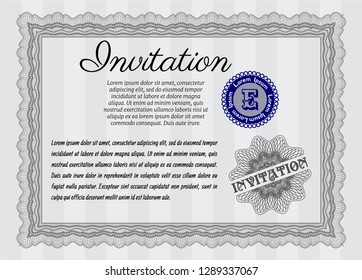 Grey Retro invitation template. Vector illustration. With background. Superior design. 