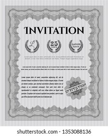 Grey Retro invitation template. Vector illustration. Easy to print. Lovely design. 