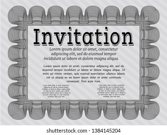 Grey Retro invitation template. Vector illustration. With guilloche pattern. Good design. 