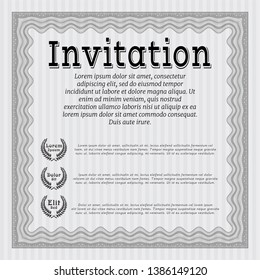 Grey Retro invitation template. Vector illustration. Printer friendly. Elegant design. 