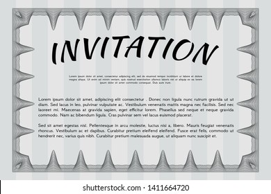 Grey Retro invitation template. Vector illustration. Easy to print. Beauty design. 