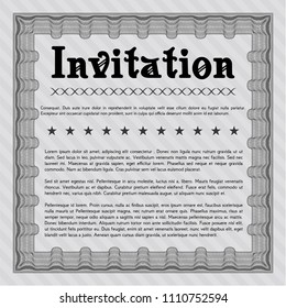 Grey Retro invitation. Vector illustration. Printer friendly. Money Pattern. 