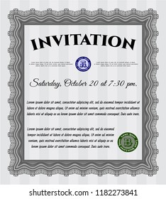 Grey Retro invitation. Vector illustration. Easy to print. Beauty design. 