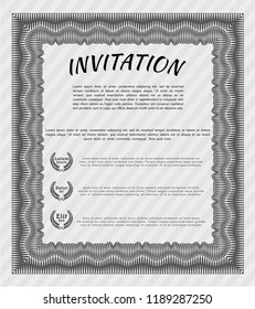 Grey Retro invitation. Vector illustration. With linear background. Cordial design. 