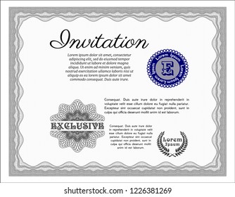 Grey Retro invitation. Vector illustration. With linear background. Money Pattern design. 