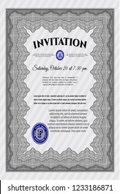 Grey Retro invitation. Vector illustration. Complex background. Nice design. 