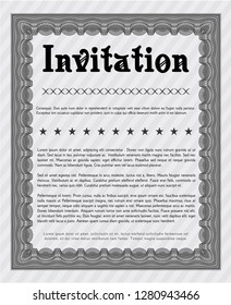 Grey Retro invitation. Vector illustration. With linear background. Elegant design. 