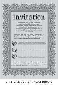 Grey Retro invitation. Vector illustration. With guilloche pattern and background. Good design. 