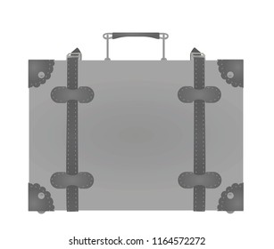 Grey retro suitcase. vector illustration