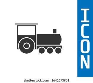Grey Retro train icon isolated on white background. Public transportation symbol.  Vector Illustration
